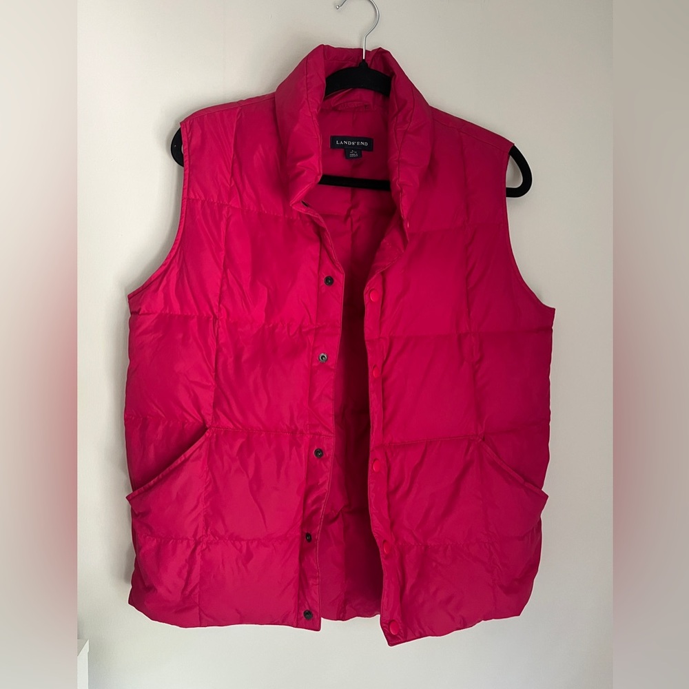 Lands' End Girl’s Vibrant Pink Vest, Size Large 14-16